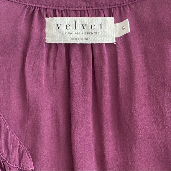 VELVET Brand Maroon Flowy High-Low Button Front Faux Wrap Long Sleeve Blouse S - Picture 8 of 10